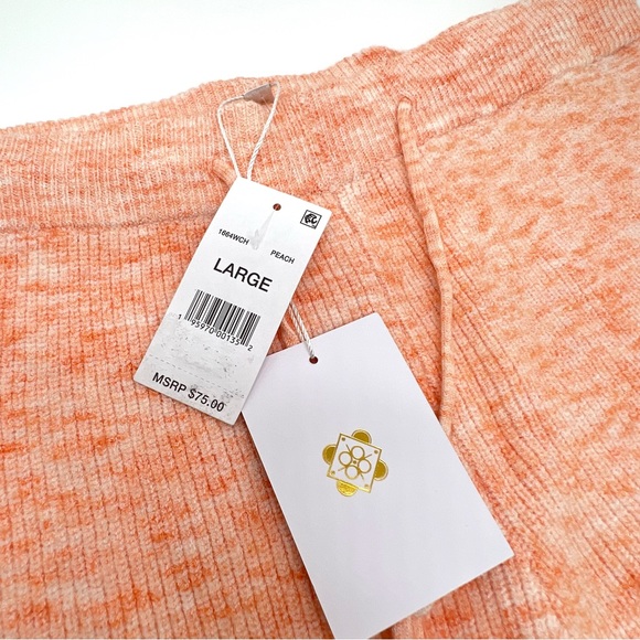 WAYF Ribbed Knit Drawstring Shorts Peach Size Large - Picture 5 of 12
